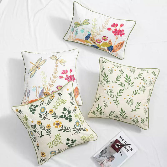 2 PCs Digital Printed Cotton Cushions-Multi Flowers cushions Apricot   