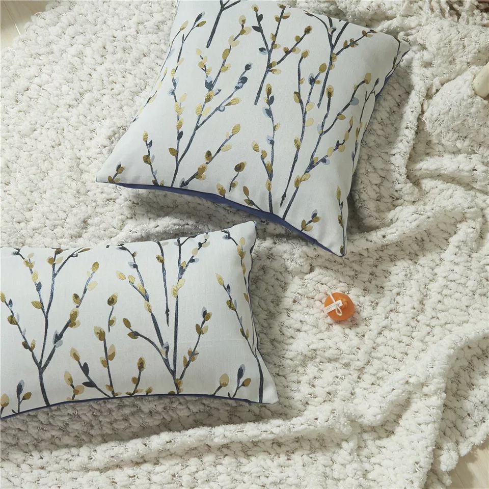 2 PCs Digital Printed Cotton Cushions-Shadows Apricot