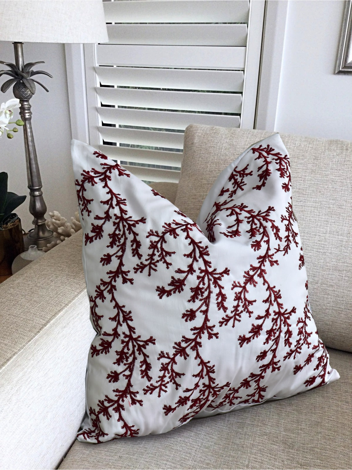 2 PCs Maroon Embroidered 5338 Cushions cushions Apricot   