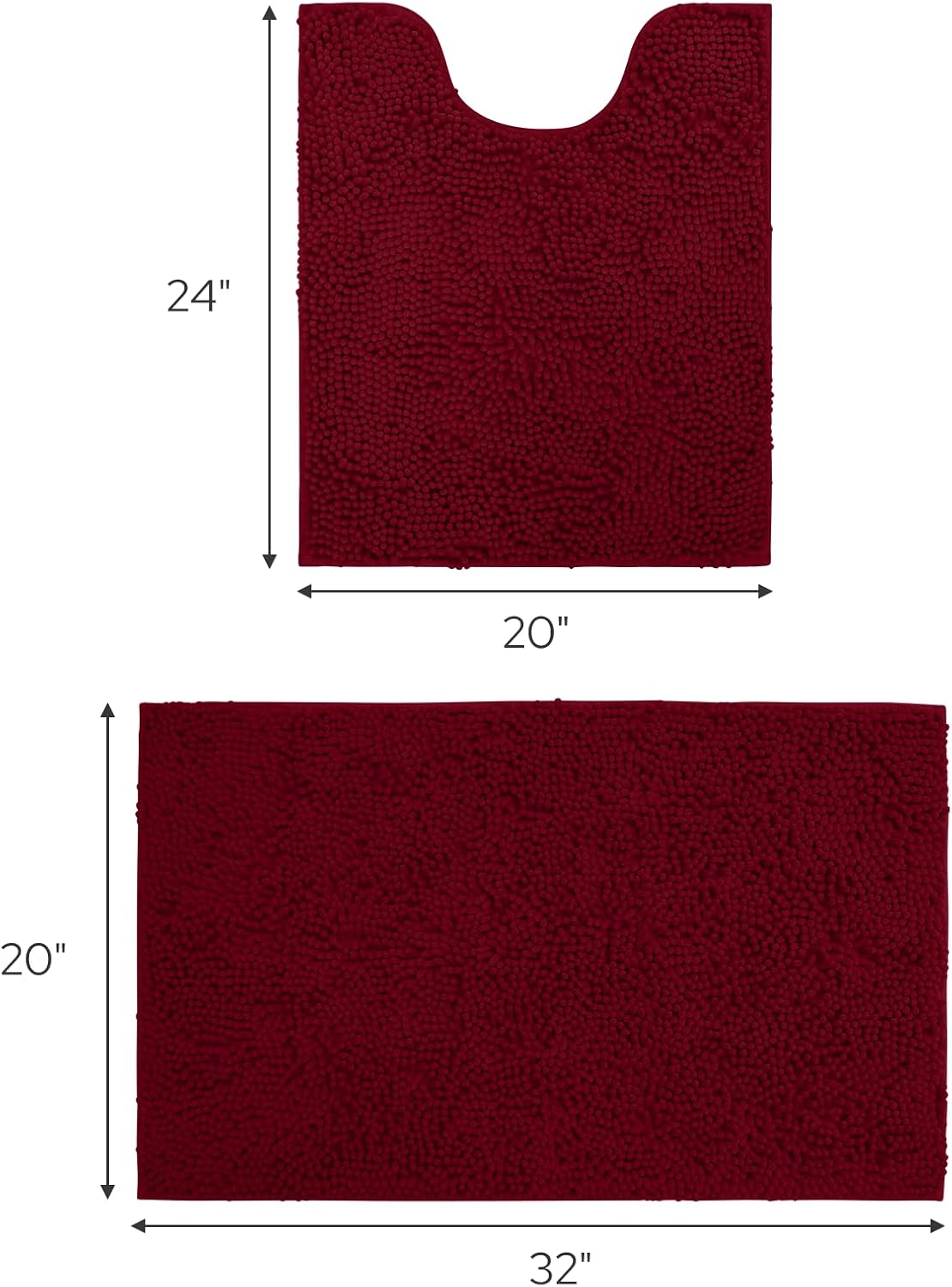 2 PCs Microfiber Anti Slip Commode Mat Set-14642Burgundy Bath Mats Apricot   