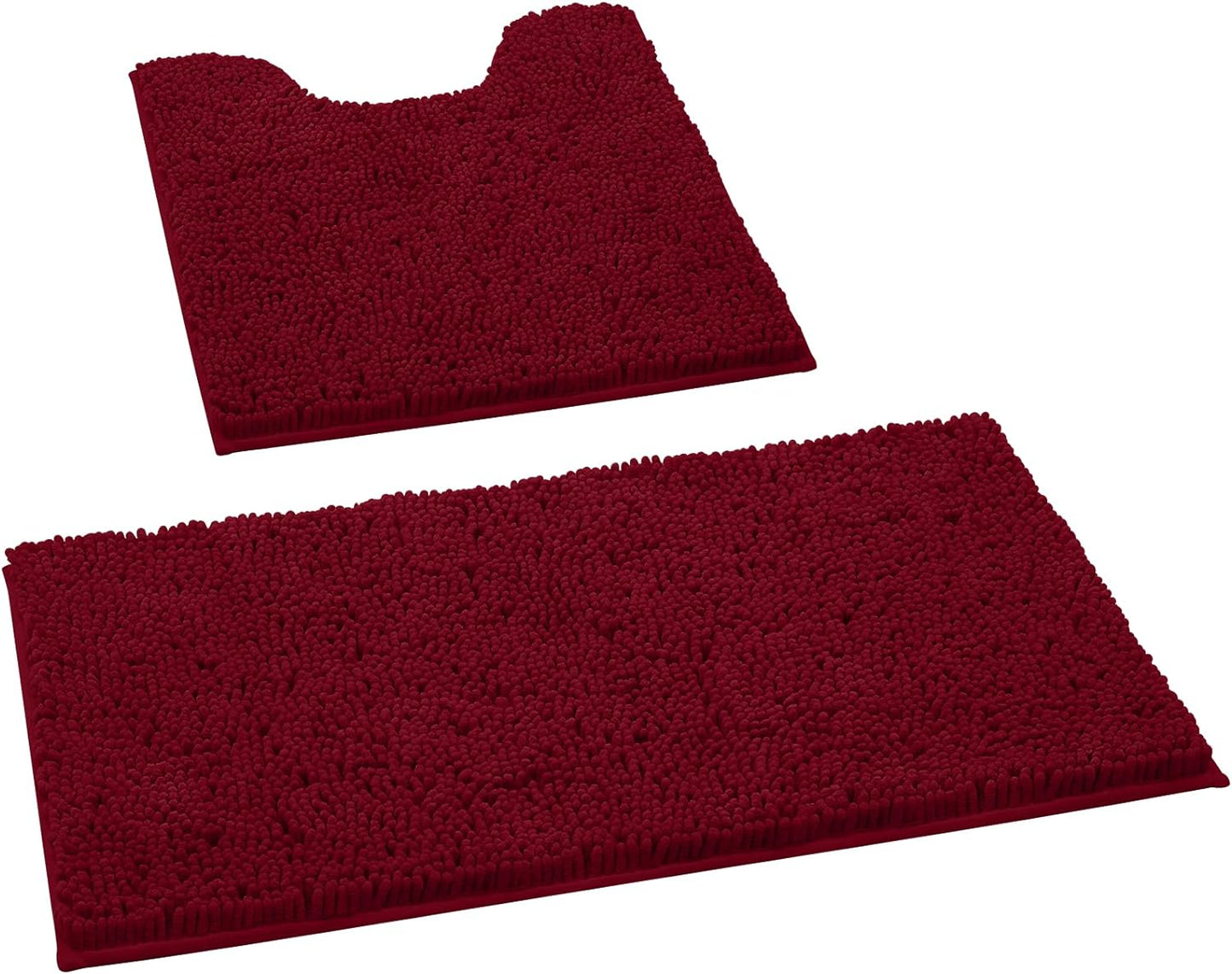 2 PCs Microfiber Anti Slip Commode Mat Set-14642Burgundy Bath Mats Apricot   