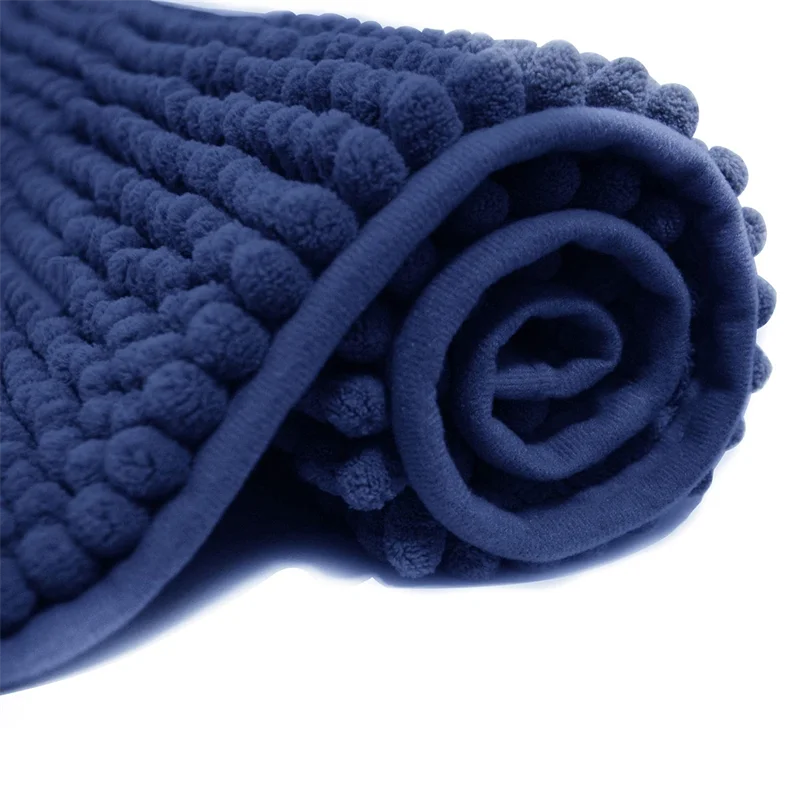 2 PCs Microfiber Anti Slip Commode Mat Set-14644Navy blue Bath Mats Apricot   