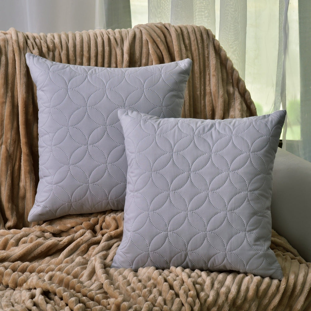 2 PCs Quilted Ultrasonic Cushions(5041)-Circles Silver Apricot
