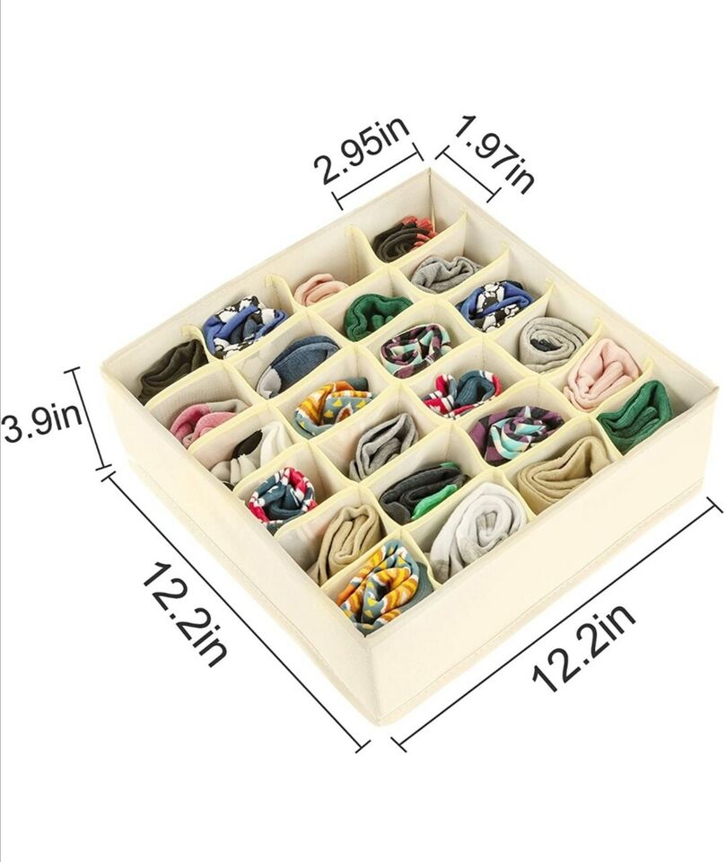 2 Packs Foldable Drawer Organizers for Clothing-5018 -24 Grids  Apricot   