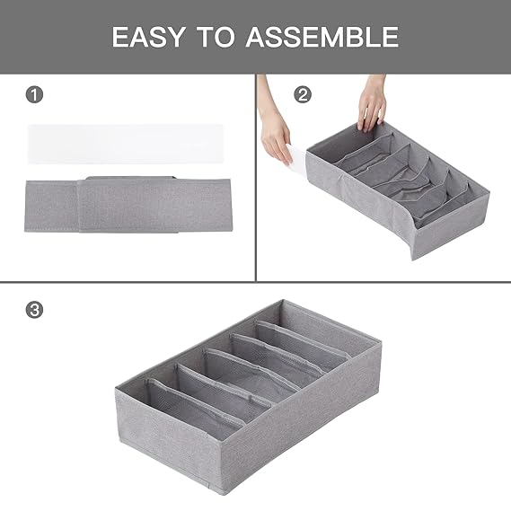 2 Packs Foldable Drawer Organizers for Clothing-(5026)6 Grids  Apricot   