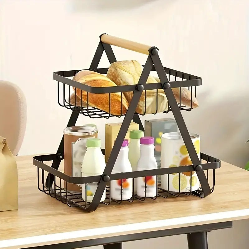 2 Tier Metalic Multi Purpose Storage Basket- Black(5322)  Apricot   