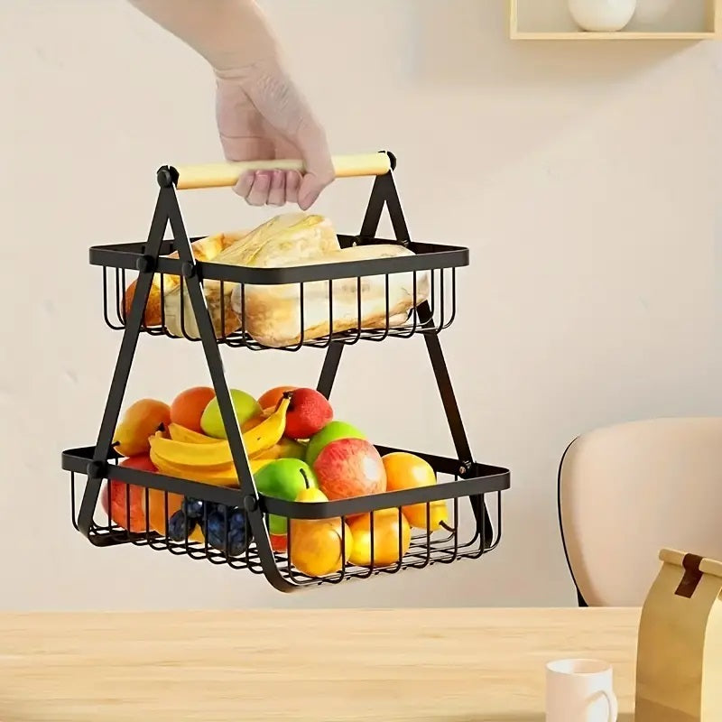 2 Tier Metalic Multi Purpose Storage Basket- Black(5322)  Apricot   