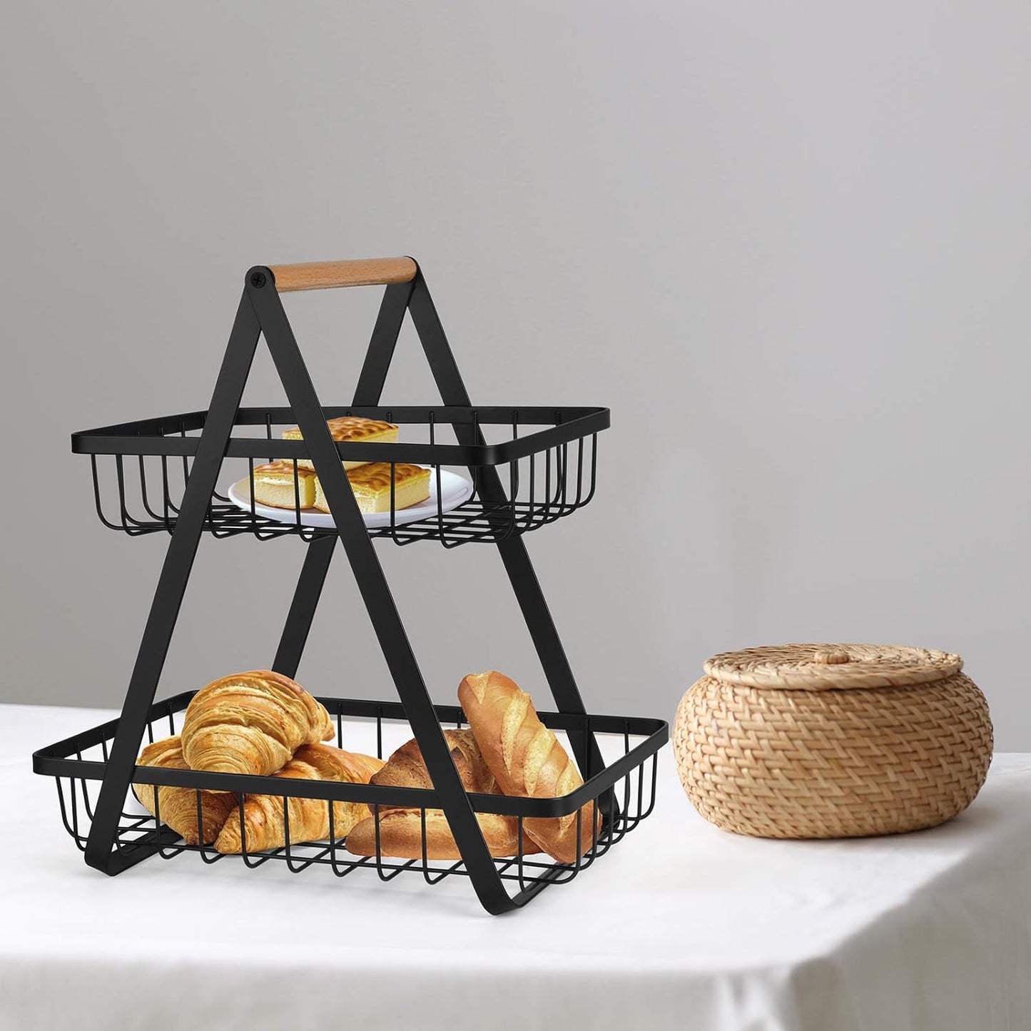 2 Tier Metalic Multi Purpose Storage Basket- Black(5322)  Apricot   