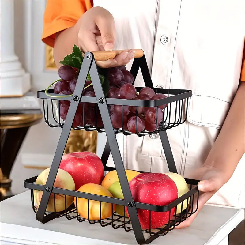 2 Tier Metalic Multi Purpose Storage Basket- Black(5322)  Apricot   