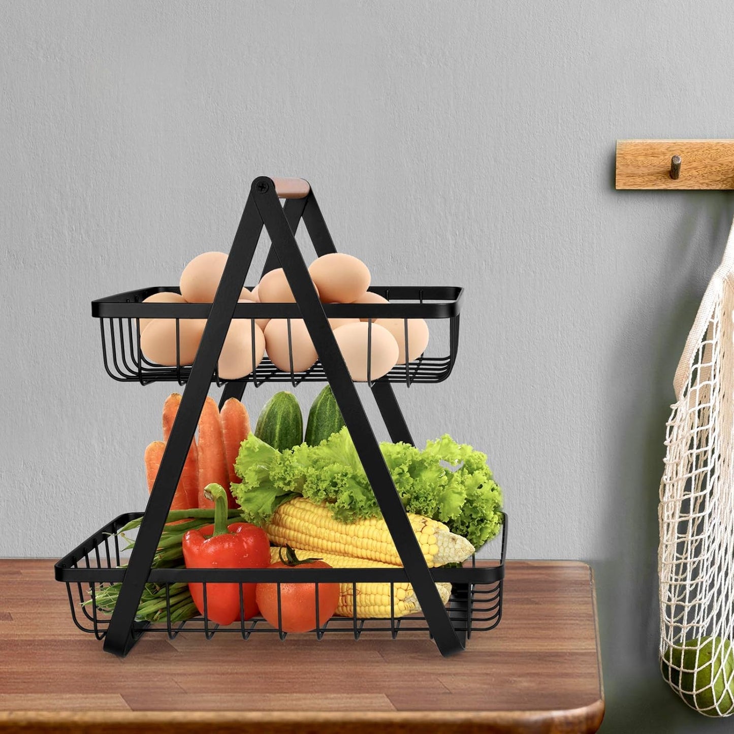 2 Tier Metalic Multi Purpose Storage Basket- Black(5322)  Apricot   