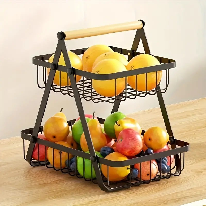 2 Tier Metalic Multi Purpose Storage Basket- Black(5322)  Apricot   