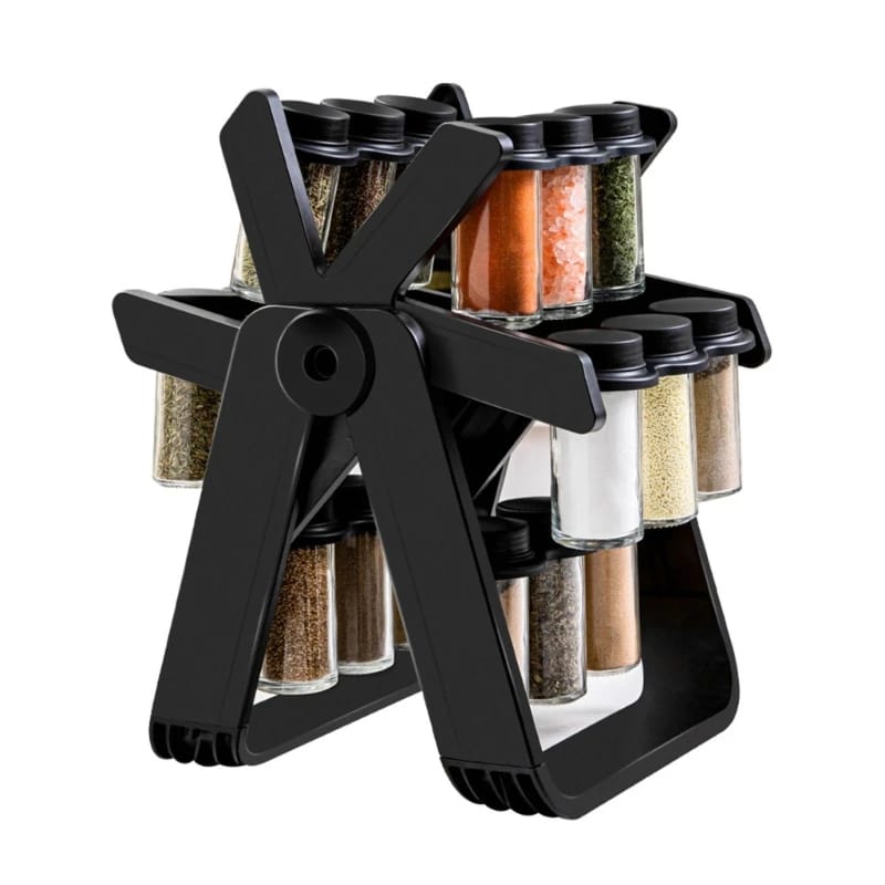 21 PCs Rotating Spice Organizer-With Stand Spice and sugar Jar Apricot   