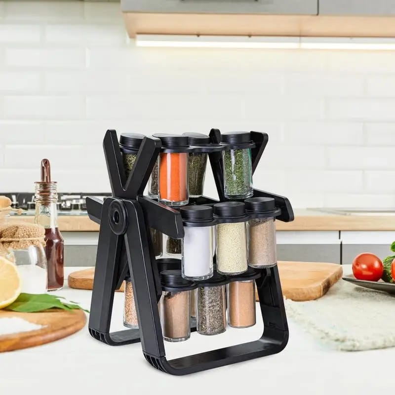 21 PCs Rotating Spice Organizer-With Stand Spice and sugar Jar Apricot   