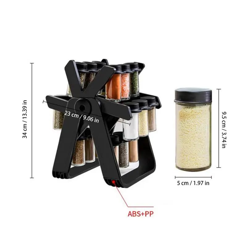 21 PCs Rotating Spice Organizer-With Stand Spice and sugar Jar Apricot   