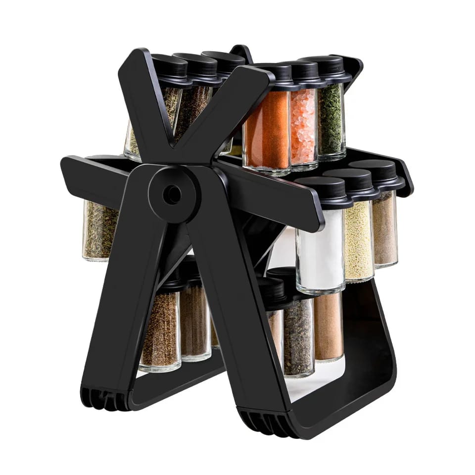 21 PCs Rotating Spice Organizer-14277With Stand Spice and sugar Jar Apricot   