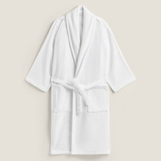 100% Cotton Bathrobe- White