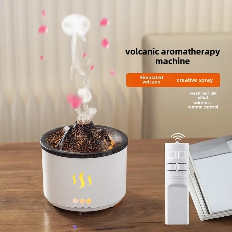 260ML Volcano Aromatherapy Wood Grain Crackling Humidifier-SA2405-186  Apricot   