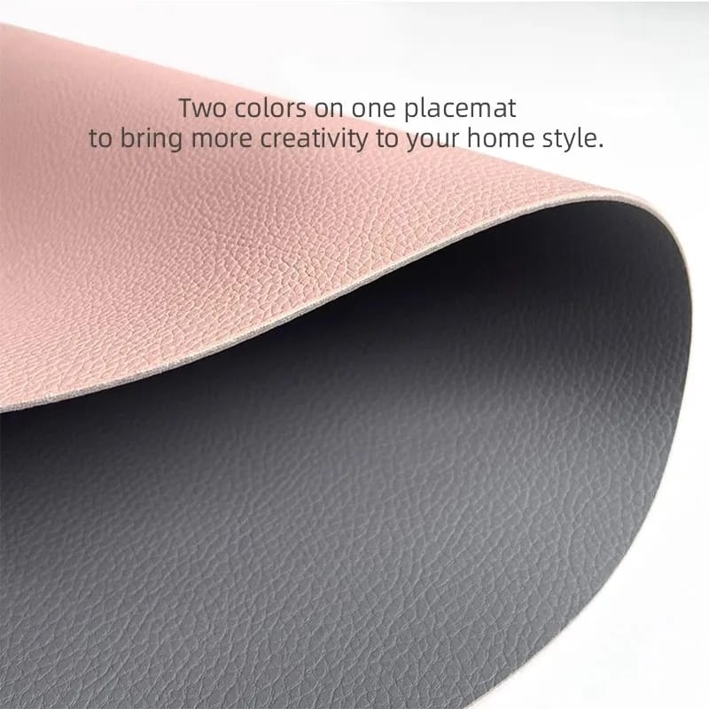 2PCs Oval Shape Leather Placemat Table Mats Apricot   