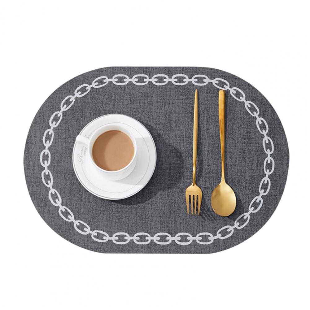 2PCs Oval Shape Leather Placemats(SA2405-258) Table Mats Apricot   