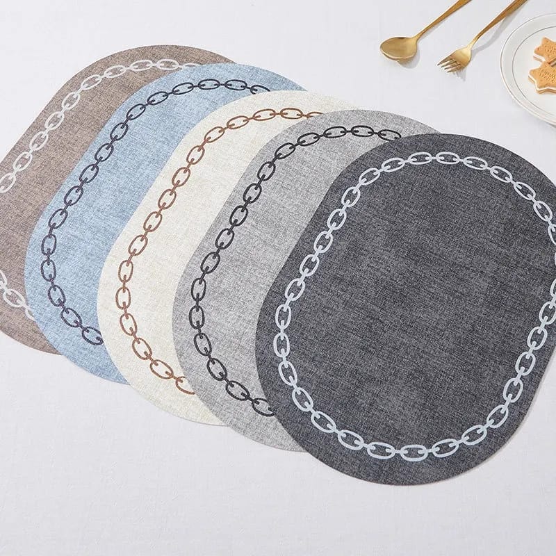 2PCs Oval Shape Leather Placemats(SA2405-258) Table Mats Apricot   