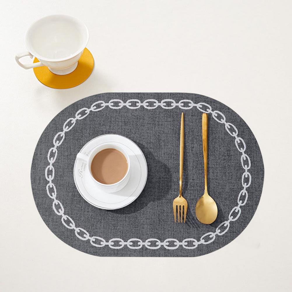 2PCs Oval Shape Leather Placemats(SA2405-258) Table Mats Apricot   