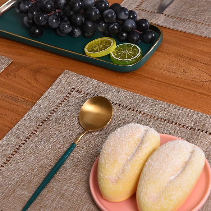 2PCs Rectangular Shape Placemats-5852    (SA2405-252)Brown Table Mats Apricot   