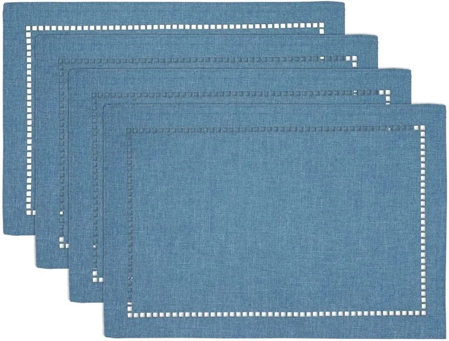 2PCs Rectangular Shape Placemats-(SA2405-252)-Blue Table Mats Apricot