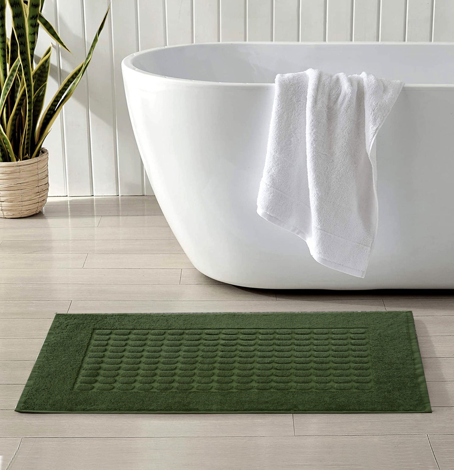 2Pcs 100% Cotton Bath Mat-Green Bath Mats Apricot   