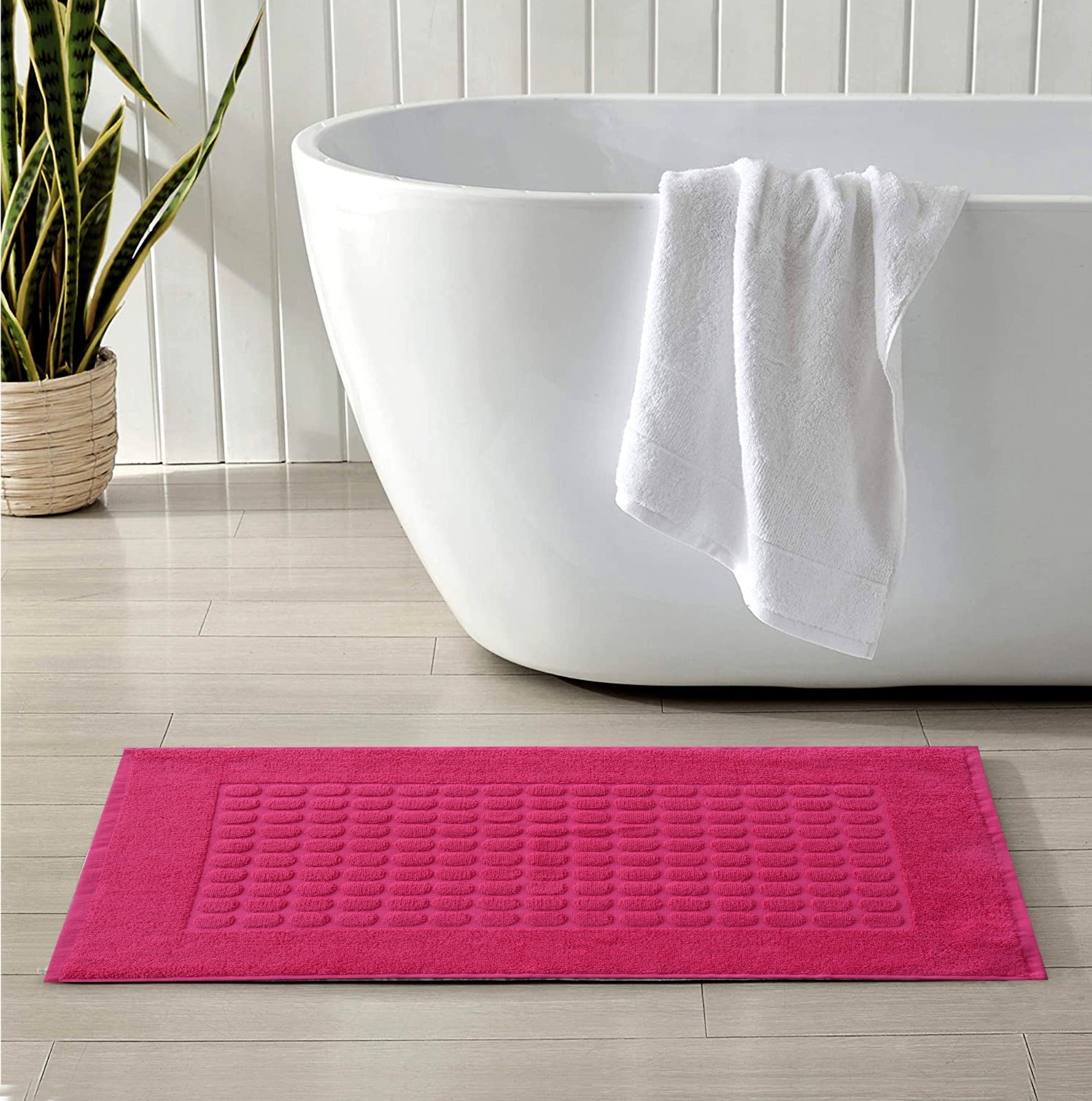 2Pcs 100% Cotton Bath Mat-Pink Bath Mats Apricot   