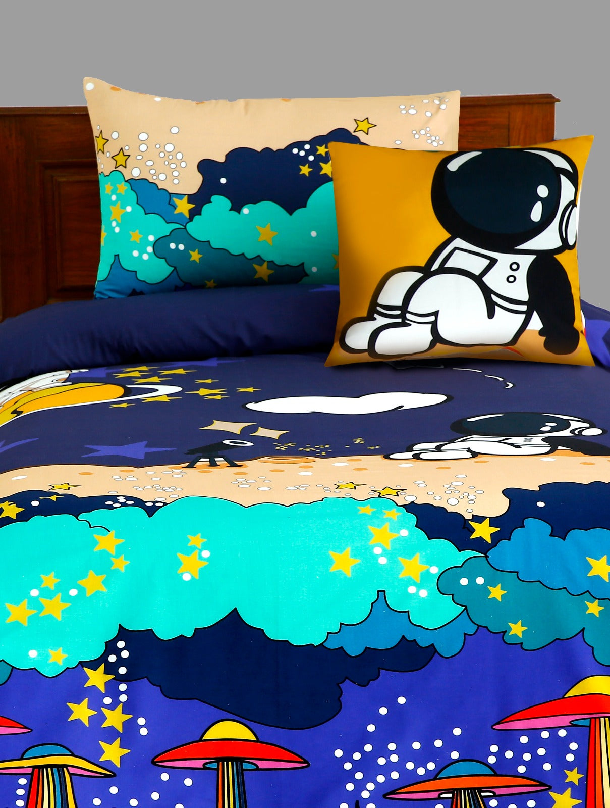 2Pcs Single Bed Sheet-Astronaut(4720) single bed sheet Apricot   