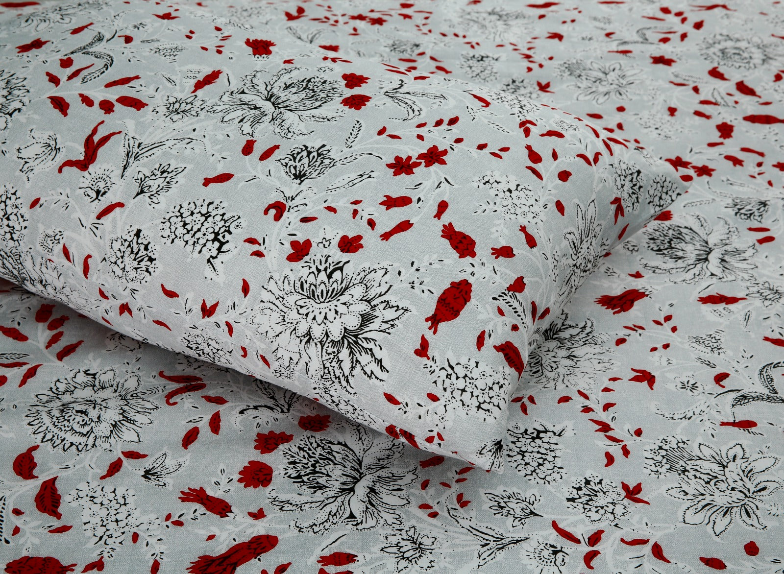 2Pcs Single Bed Sheet-Maroon flowers single bed sheet Apricot   