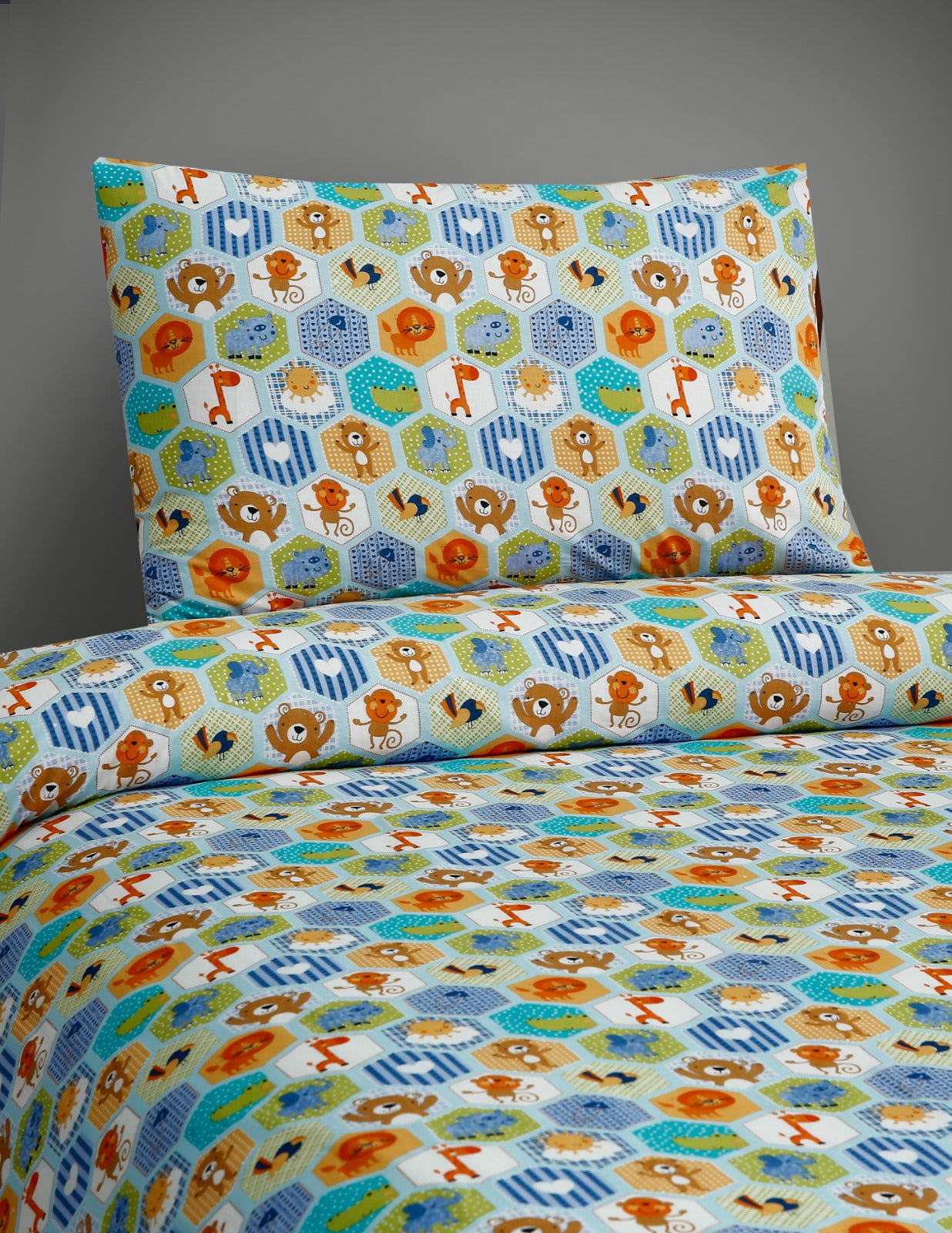 2Pcs Single Bed Sheet-Monkey in Jangle single bed sheet Apricot   