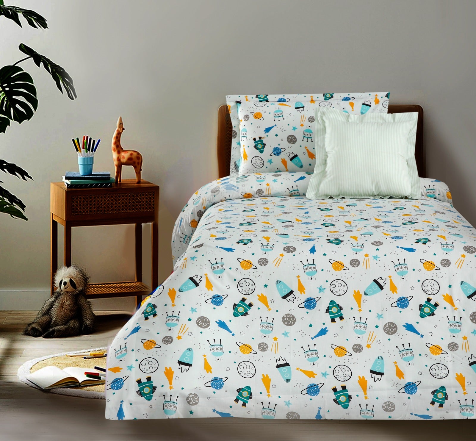 2Pcs Single Bed Sheet-SB295(5191) single bed sheet Apricot   