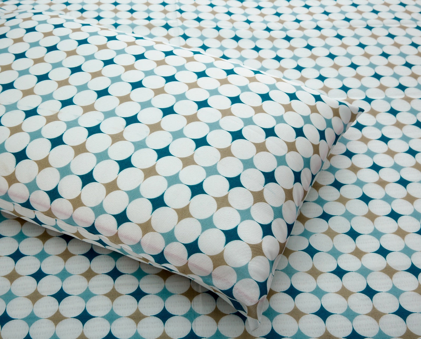 2Pcs Single Bed Sheet-White Dots (4884) single bed sheet Apricot   