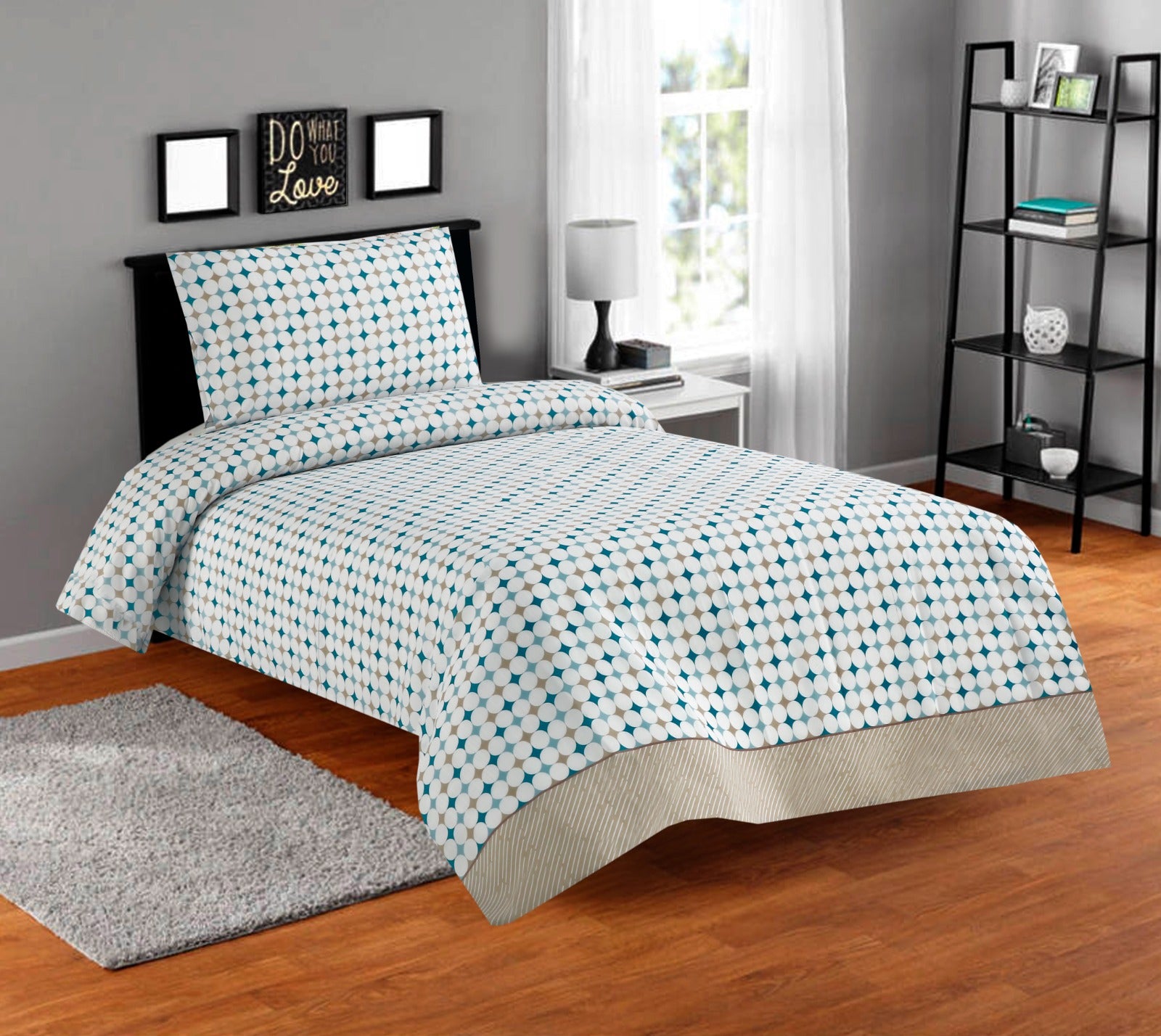 2Pcs Single Bed Sheet-White Dots (4884) single bed sheet Apricot   