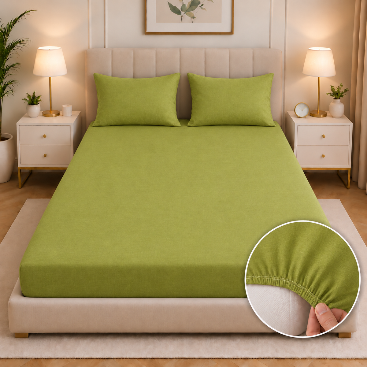 Fitted Bed Sheet-FT0017 Fitted Sheets Apricot