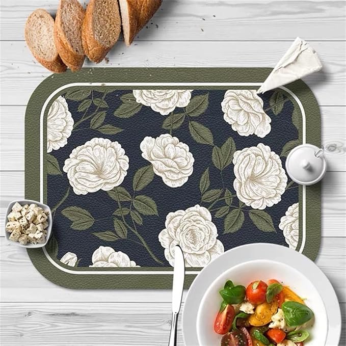 2pc Leather Placemats-Jasmin Flower(SA2405-262) Table Mats Apricot   