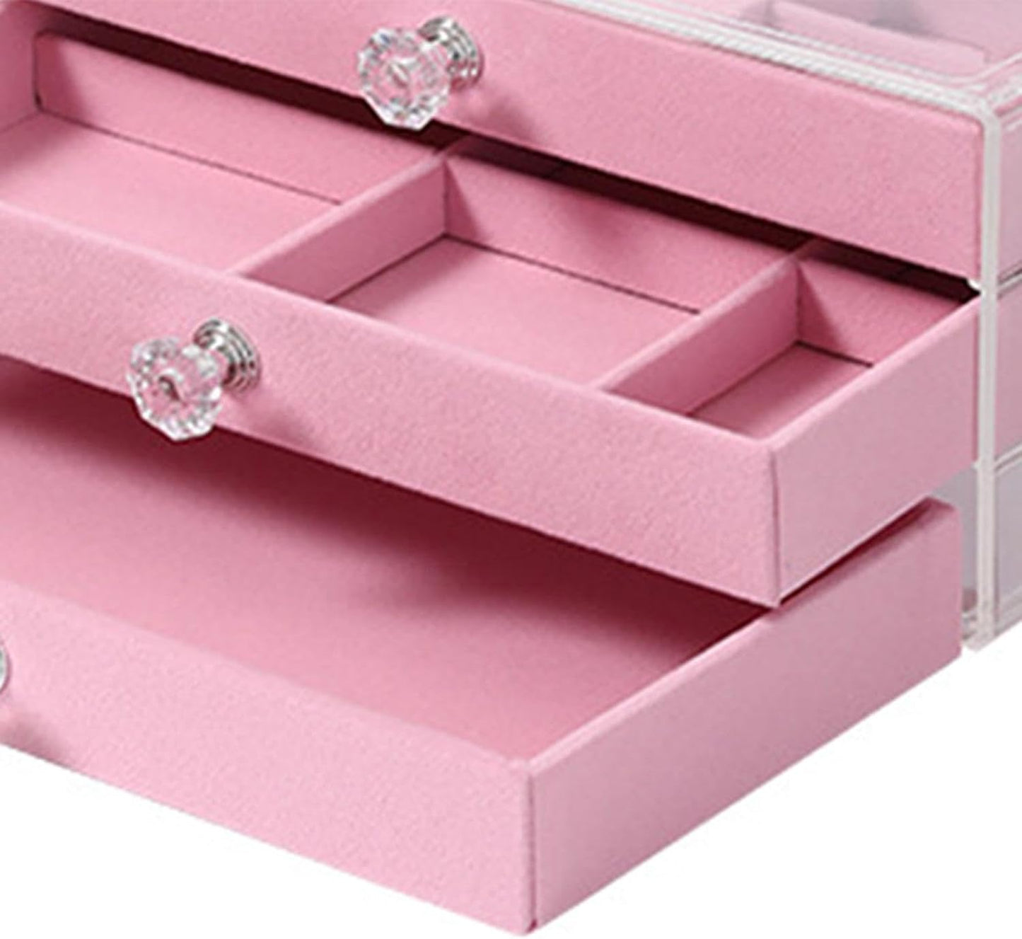 3 Drawer Transparent Jewelry Box-Pink(SA2405-39)  Apricot   