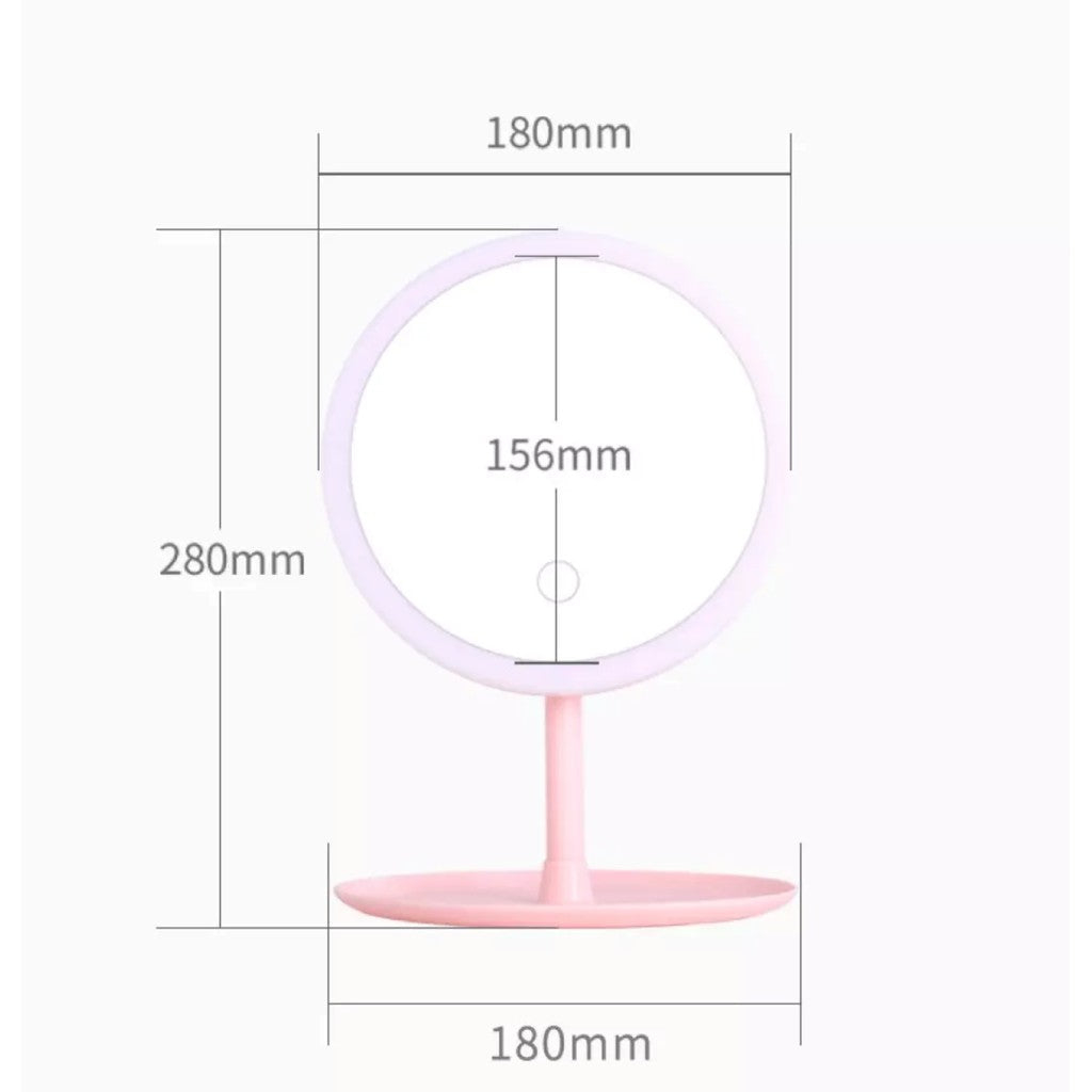 3 Modes LED Makeup Mirror with Storage Base-Pink(SA2405-161) Cosmetic Organizer Apricot   