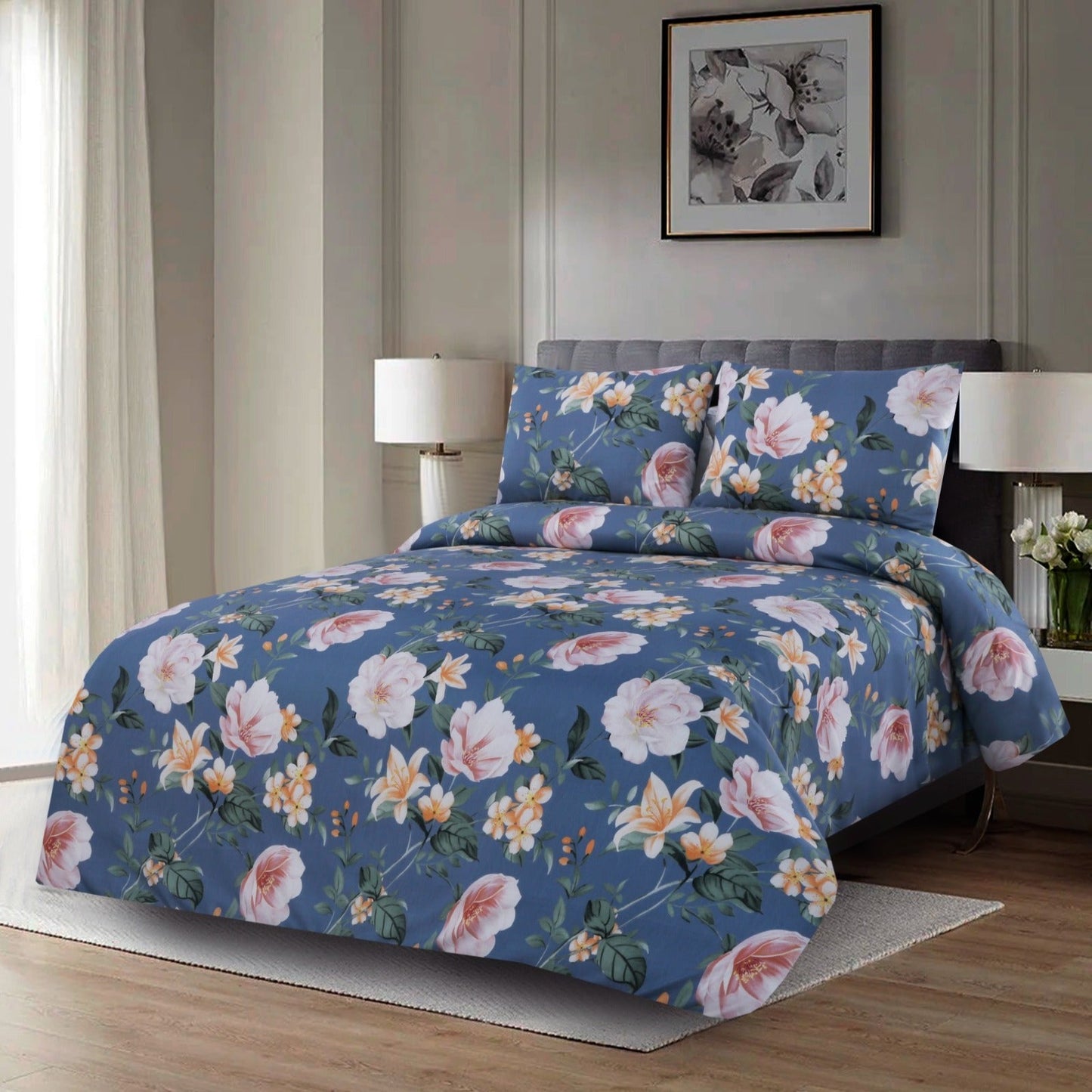 3 PCs Double Bed Sheet(5379) -Magnolia Bed Sheets Apricot   