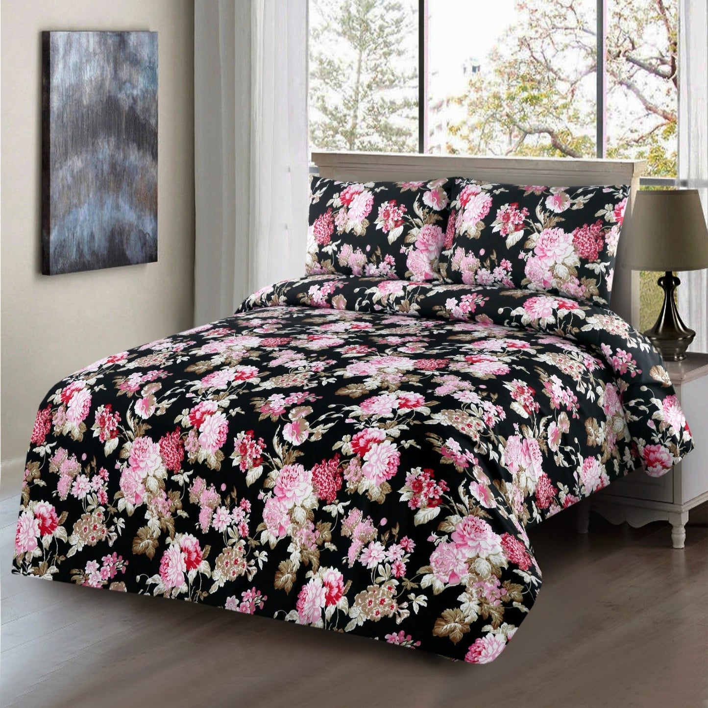 3 PCs Double Bed Sheet (5380)-Dahlia Bed Sheets Apricot   