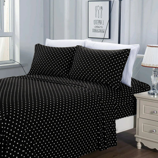 Fitted Bed Sheet-Black Polka Fitted Sheets Apricot