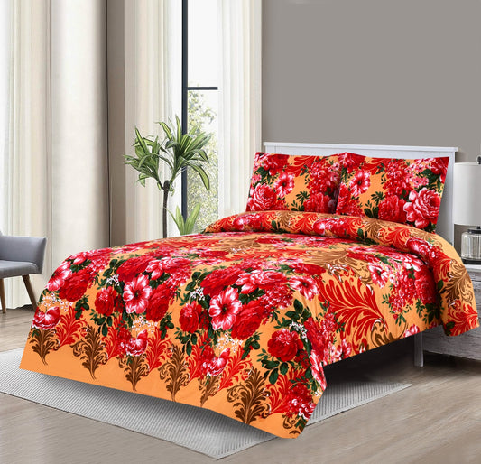 3 PCs Double Bed Sheet -DB033(3305) Bed Sheets Apricot   