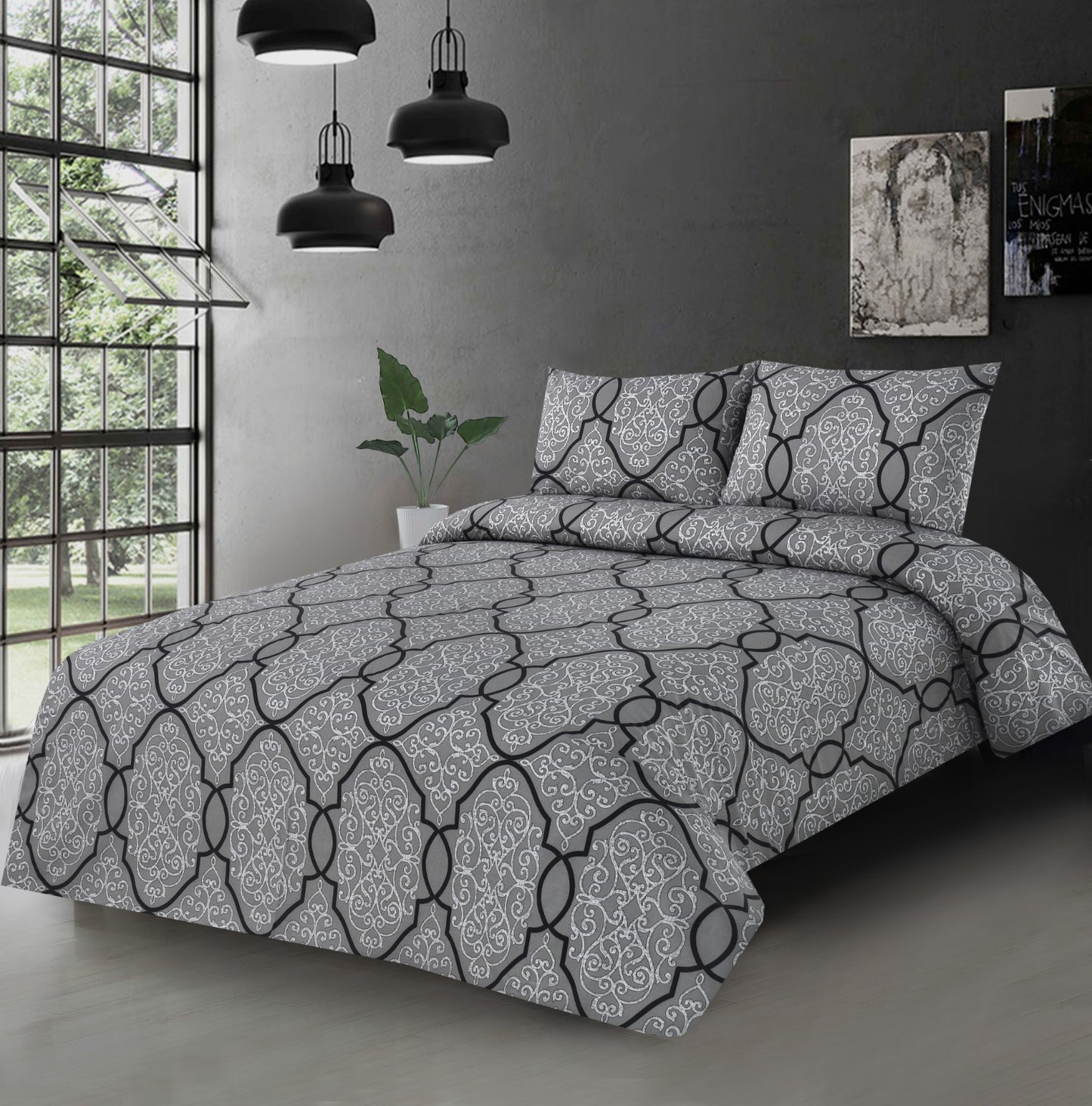 3 PCs Double Bed Sheet -DB159 Bed Sheets Apricot   