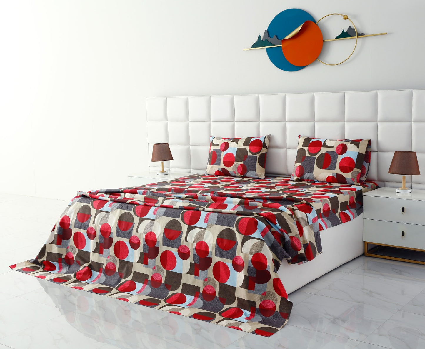 3 PCs Double Bed Sheet -DB201 Bed Sheets Apricot   