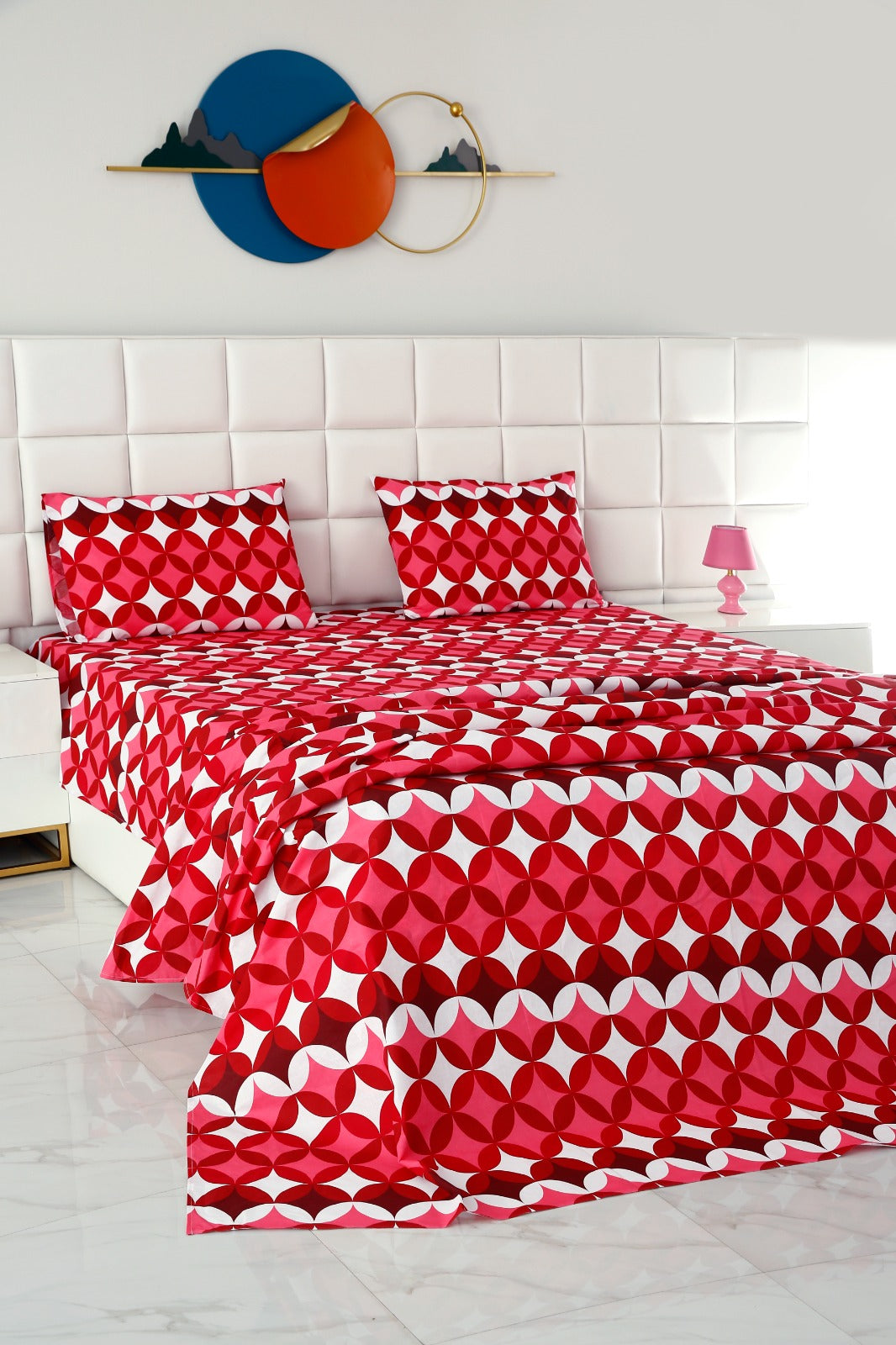 3 PCs Double Bed Sheet -DB202 Bed Sheets Apricot   