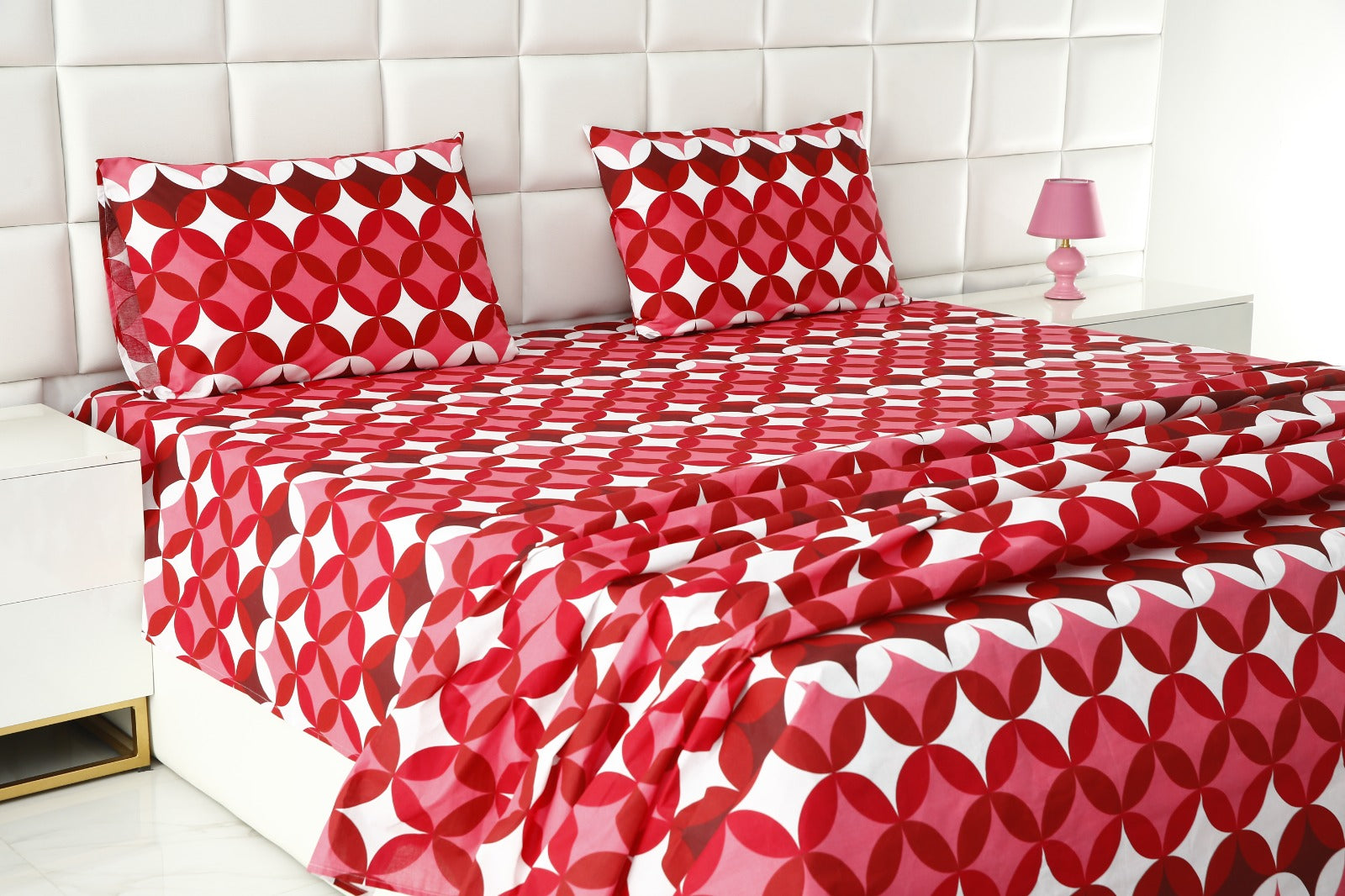 3 PCs Double Bed Sheet -DB202 Bed Sheets Apricot   