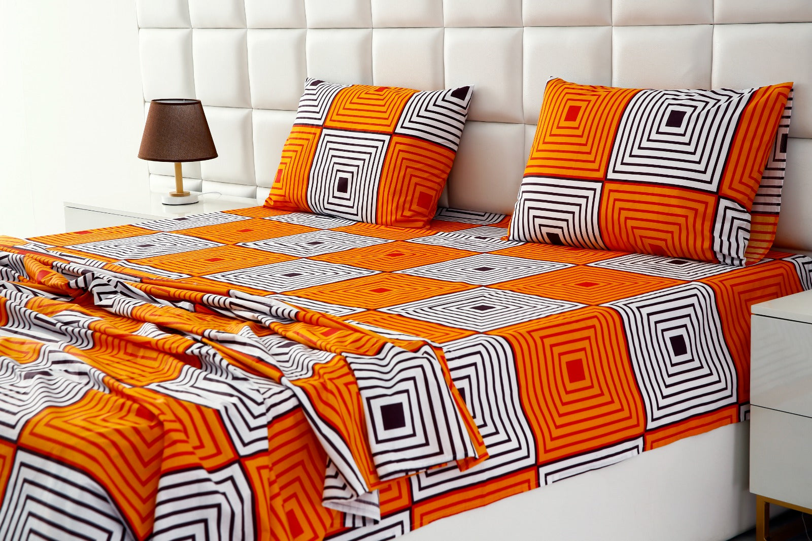 3 PCs Double Bed Sheet -DB203 Bed Sheets Apricot   