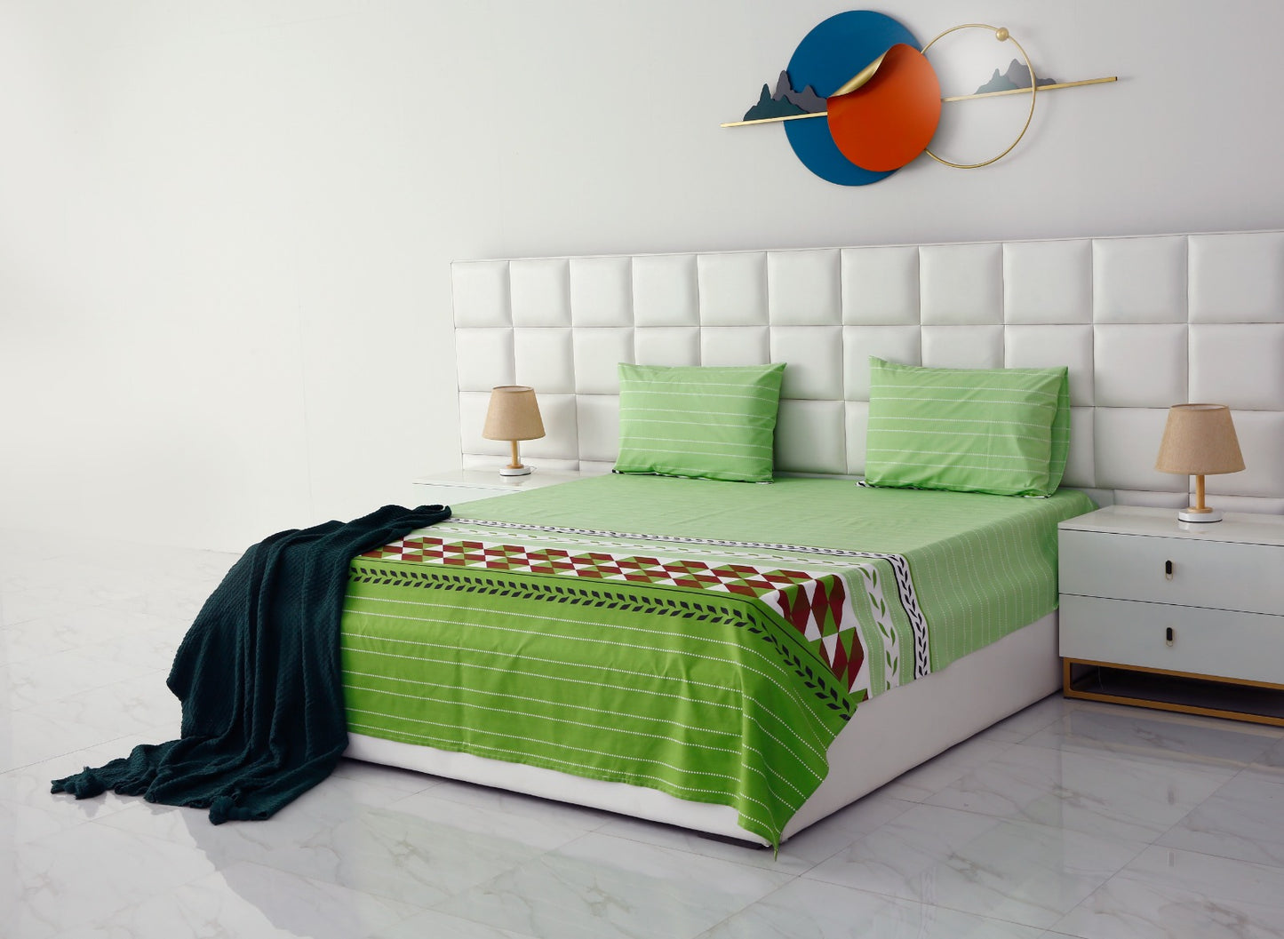 3 PCs Double Bed Sheet -DB204 Bed Sheets Apricot   