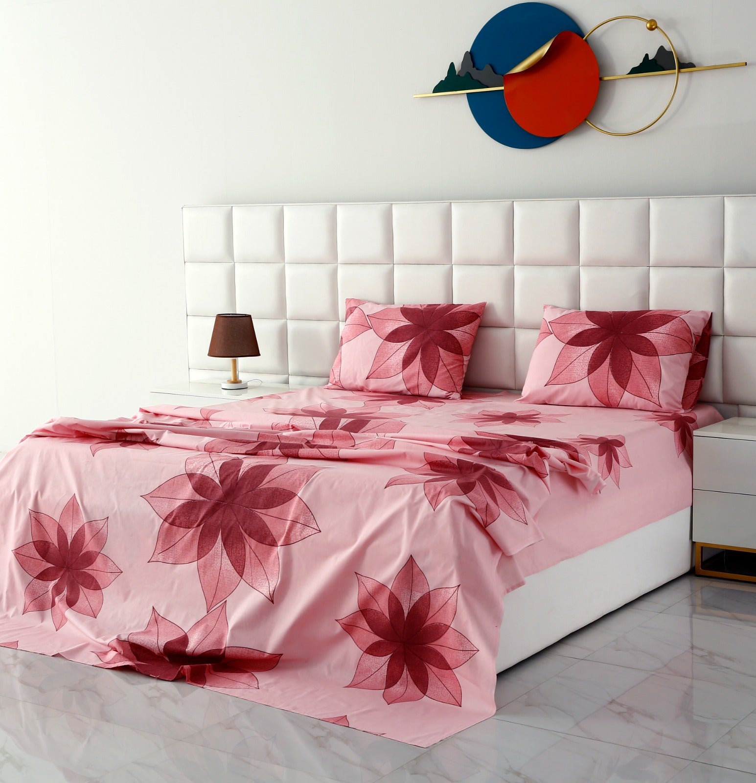 3 PCs Double Bed Sheet -DB205 Bed Sheets Apricot   